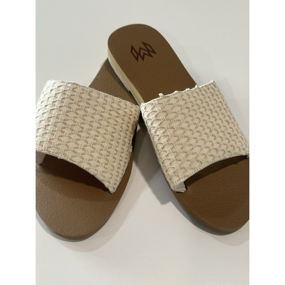 MALVADOS Ellie Hampton Women's Size 9 Cream Woven Slide Sandals NEW